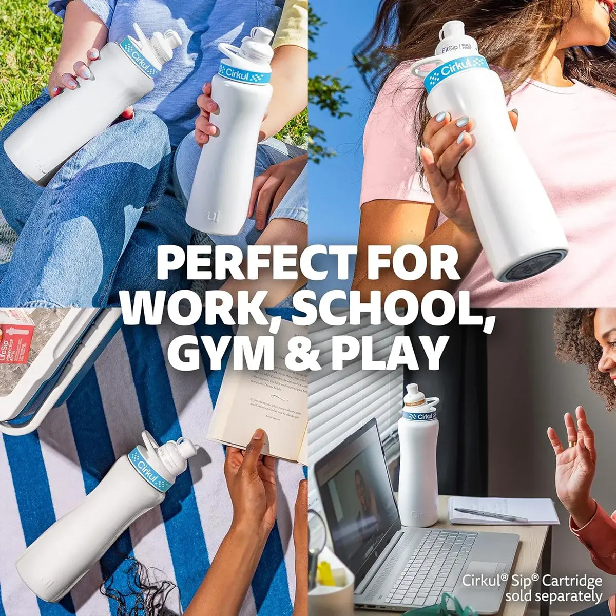 22oz. White Stainless Steel Bottle & Comfort-Grip Lid